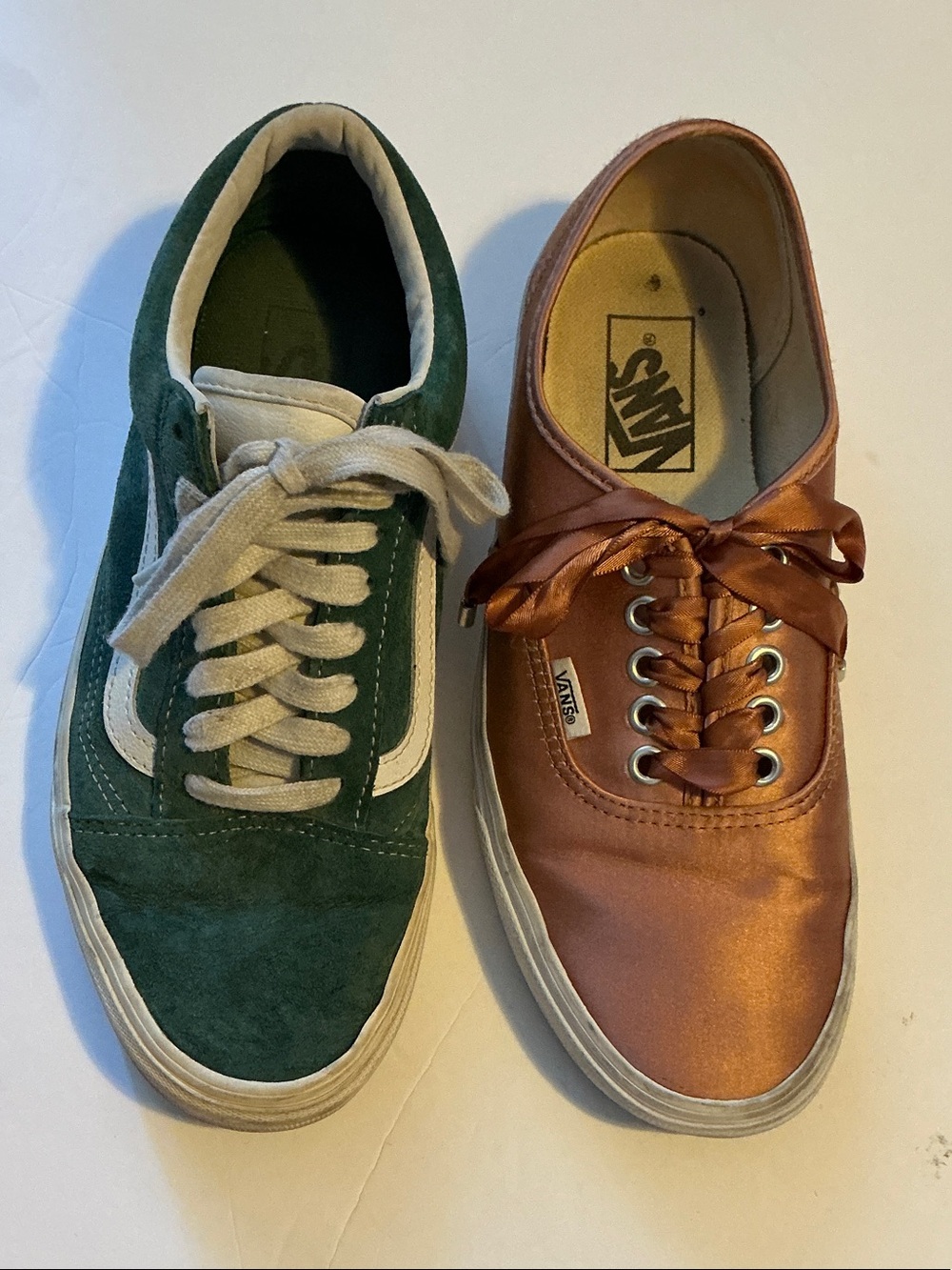 Vans Women’s Green Suede & Copper Satin Low-Top Sneakers